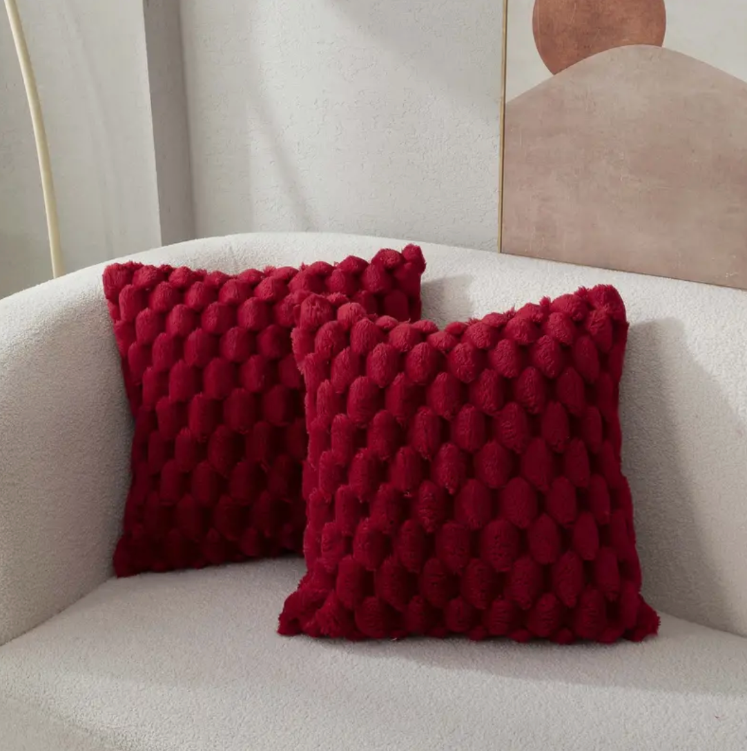 Cojín de Terciopelo Suave con Funda Acolchada-Cushion Cover-Burdeos-Nisero Deco