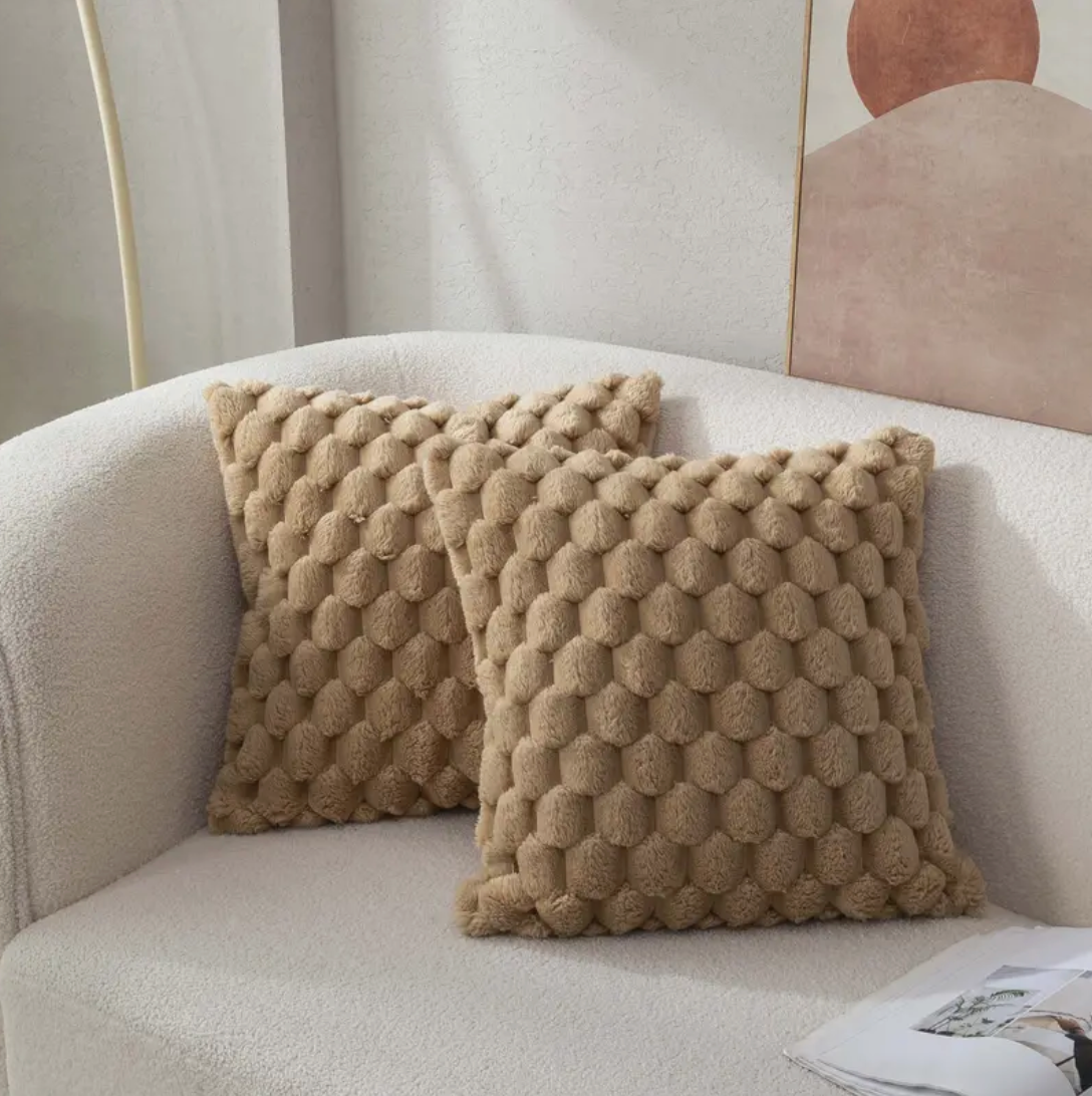 Cojín de Terciopelo Suave con Funda Acolchada-Cushion Cover-Marrón-Nisero Deco