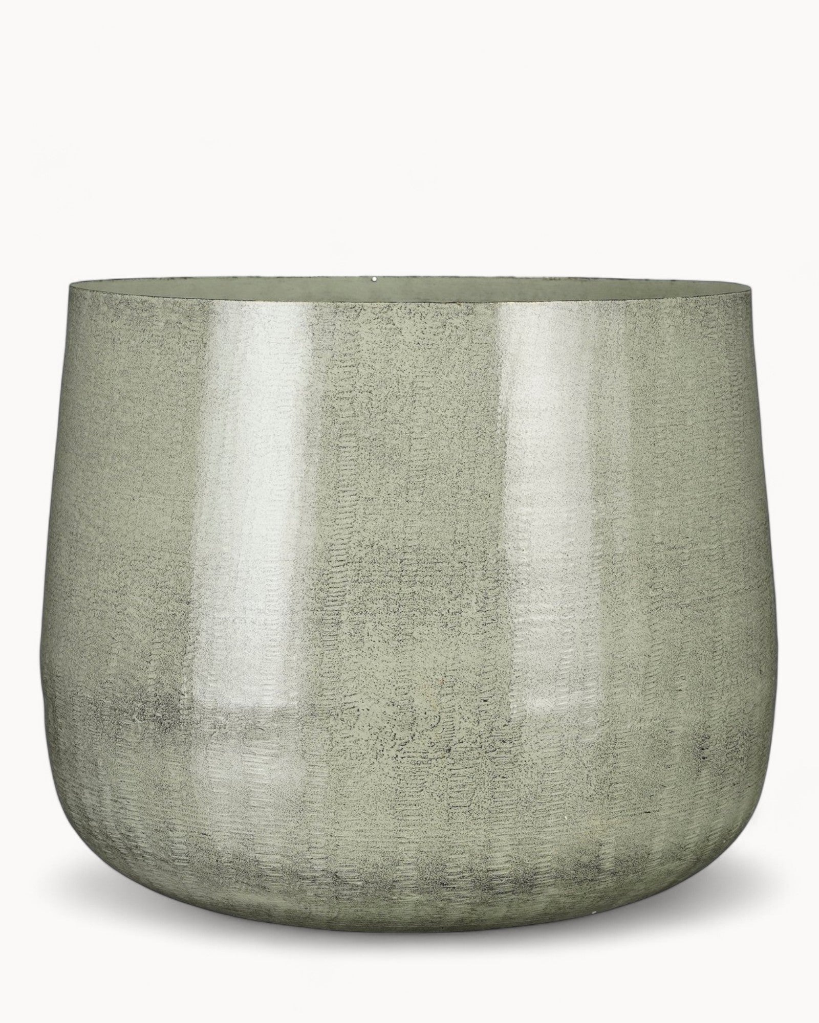 Gran Maceta de Metal Gris Claro - Diseño Industrial Moderno-Plant Pot-Nisero Deco