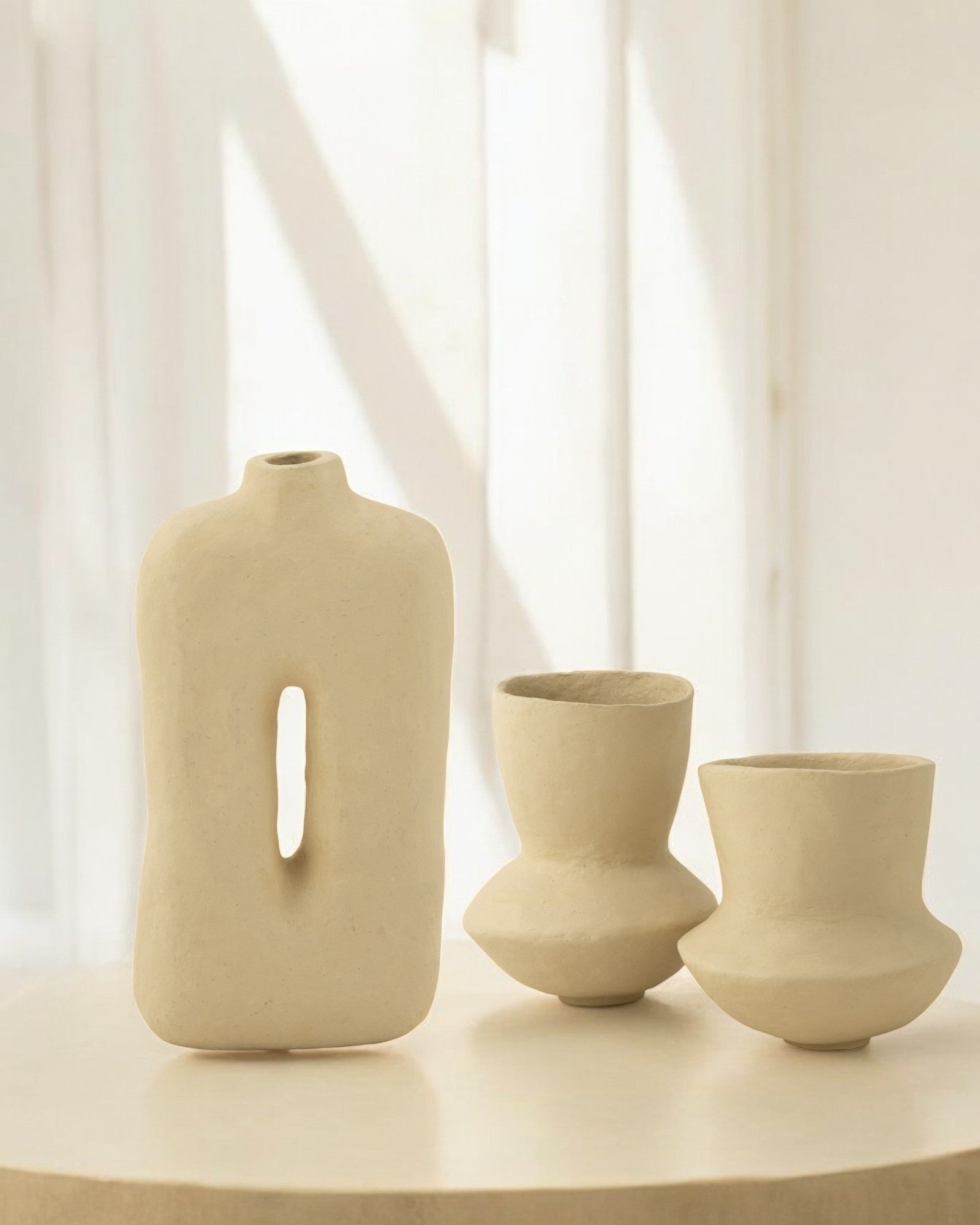 Maceta Cuadrada de Papel Maché en Color Natural-Vase-Nisero Deco