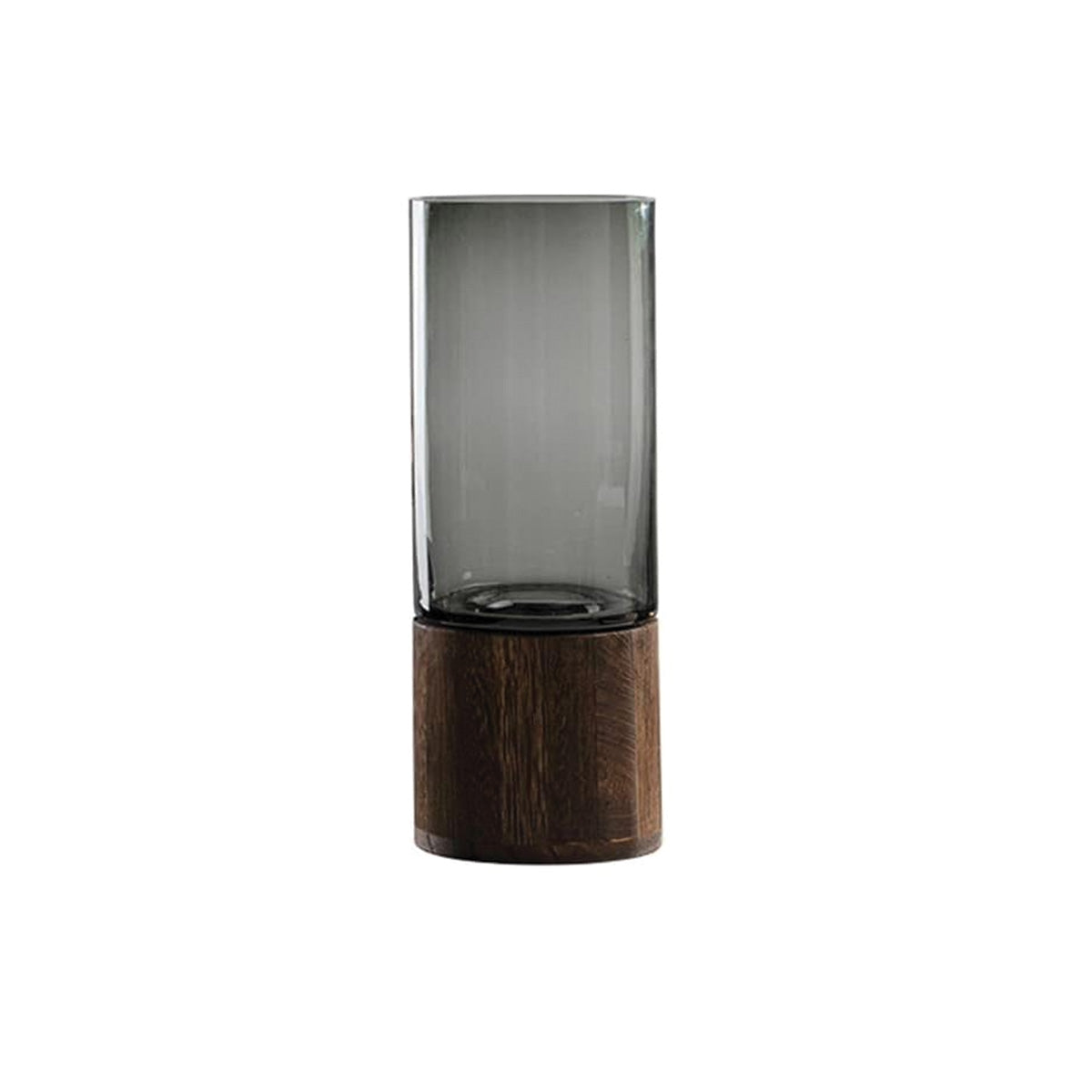 Jarrón Decorativo Moderno de Vidrio y Madera para Flores