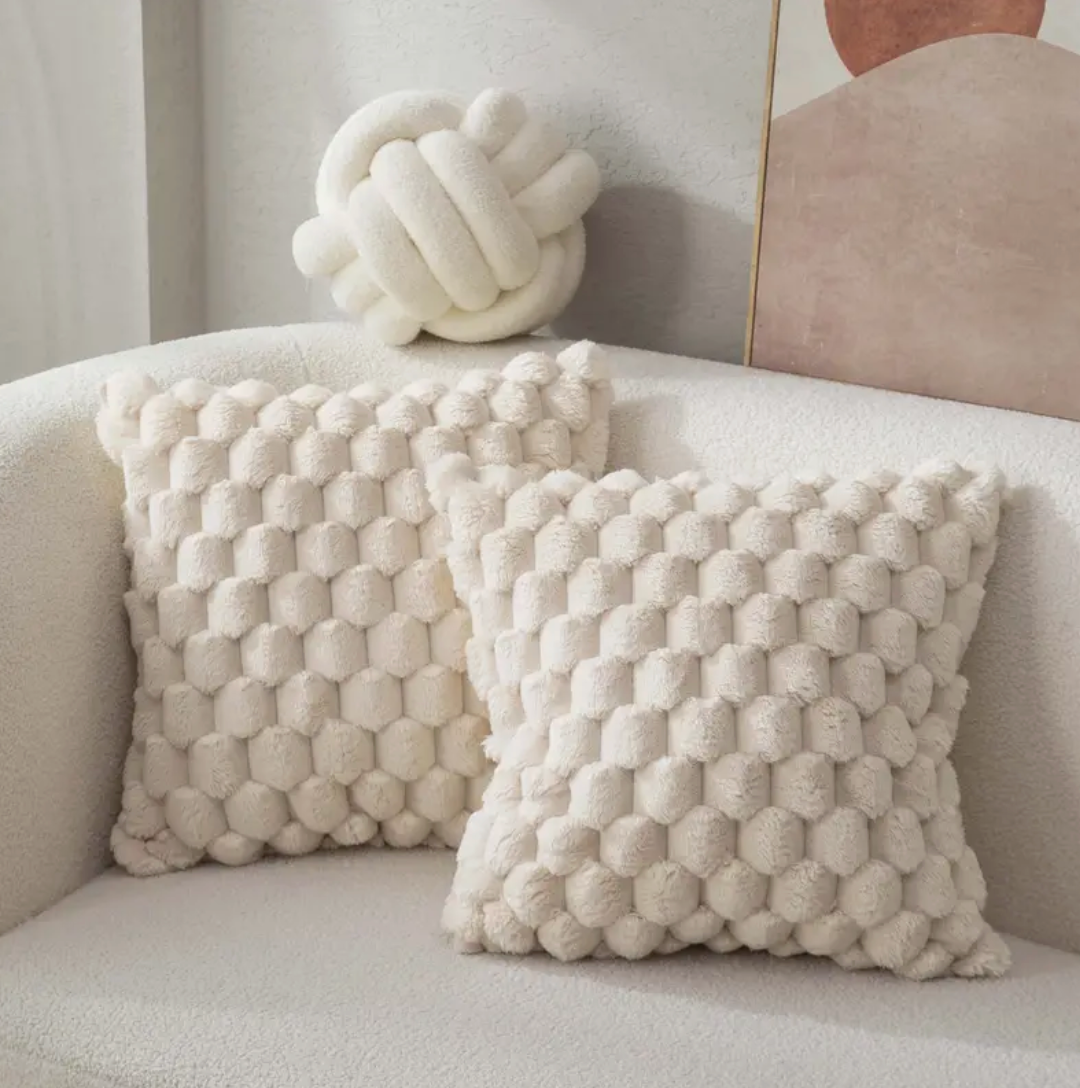 Cojín de Terciopelo Suave con Funda Acolchada-Cushion Cover-Beige-Nisero Deco