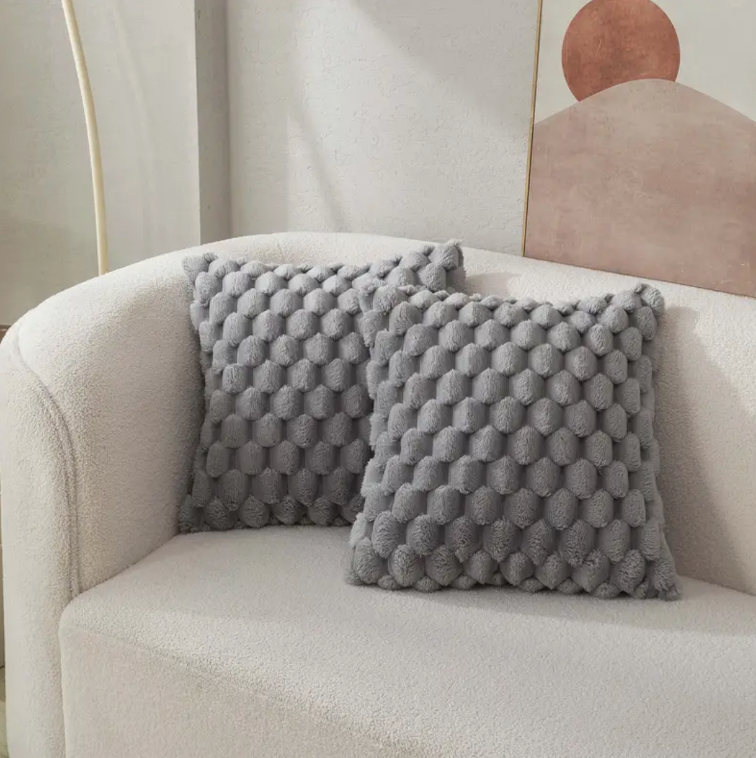 Cojín de Terciopelo Suave con Funda Acolchada-Cushion Cover-Gris-Nisero Deco