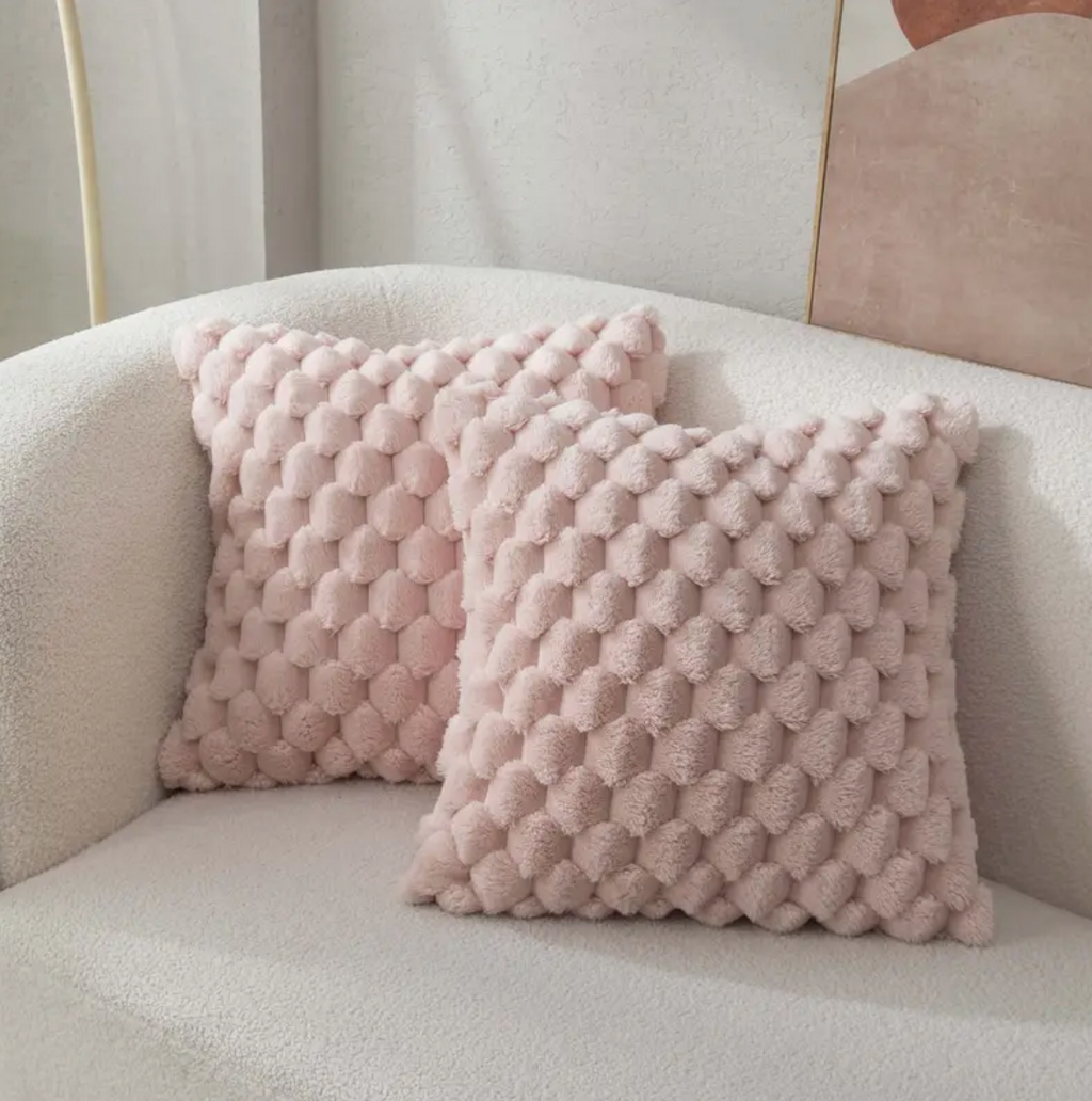 Cojín de Terciopelo Suave con Funda Acolchada-Cushion Cover-Rosa claro-Nisero Deco