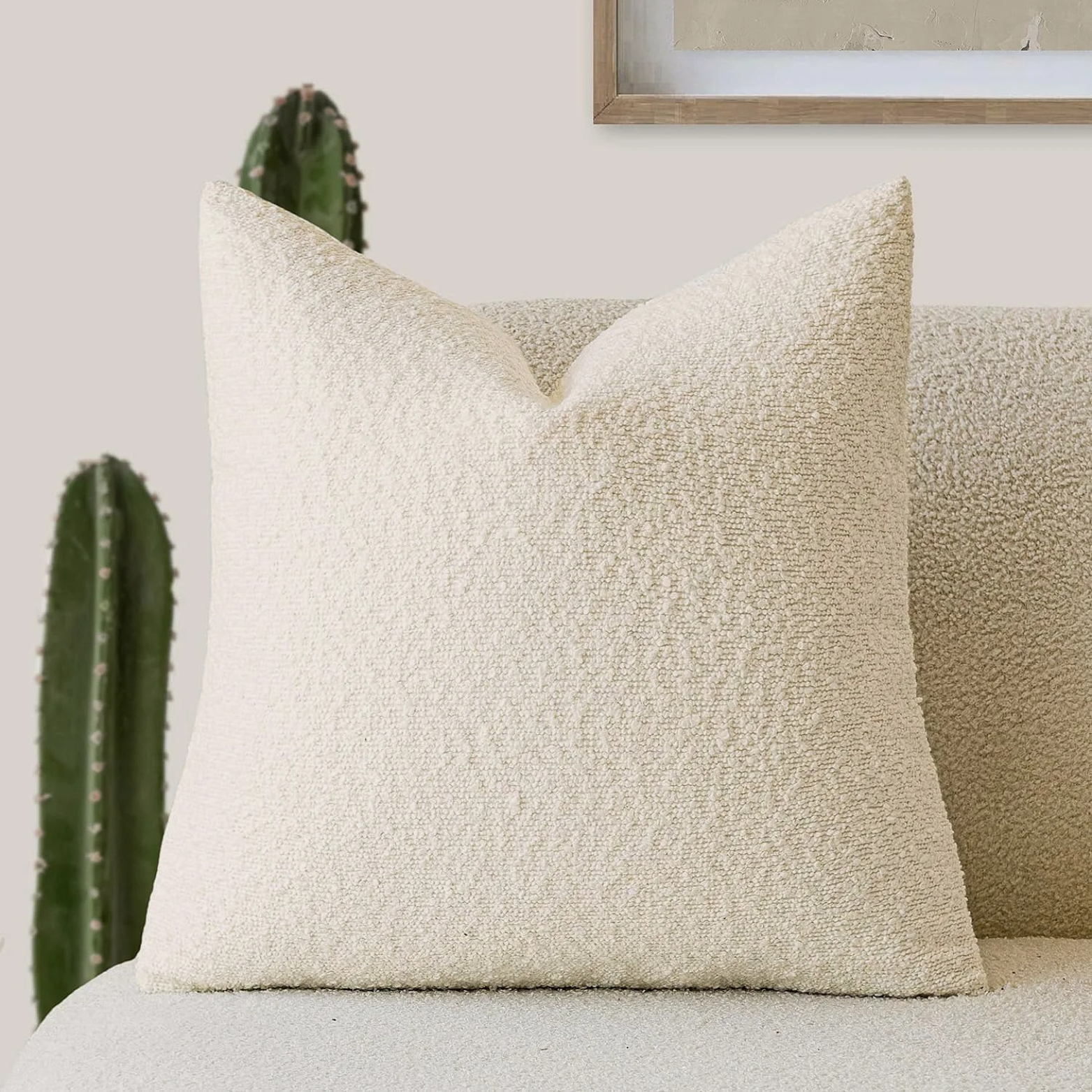 Funda de Cojín Luxe Bouclé – Elegancia y Confort Clásico-Cushion Cover-Beige-Nisero Deco