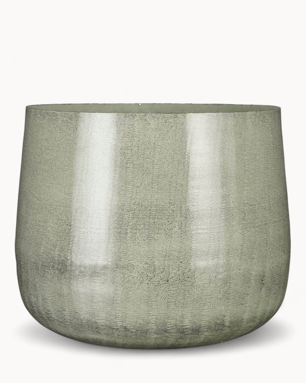 Gran Maceta de Metal Gris Claro - Diseño Industrial Moderno-Plant Pot-Nisero Deco