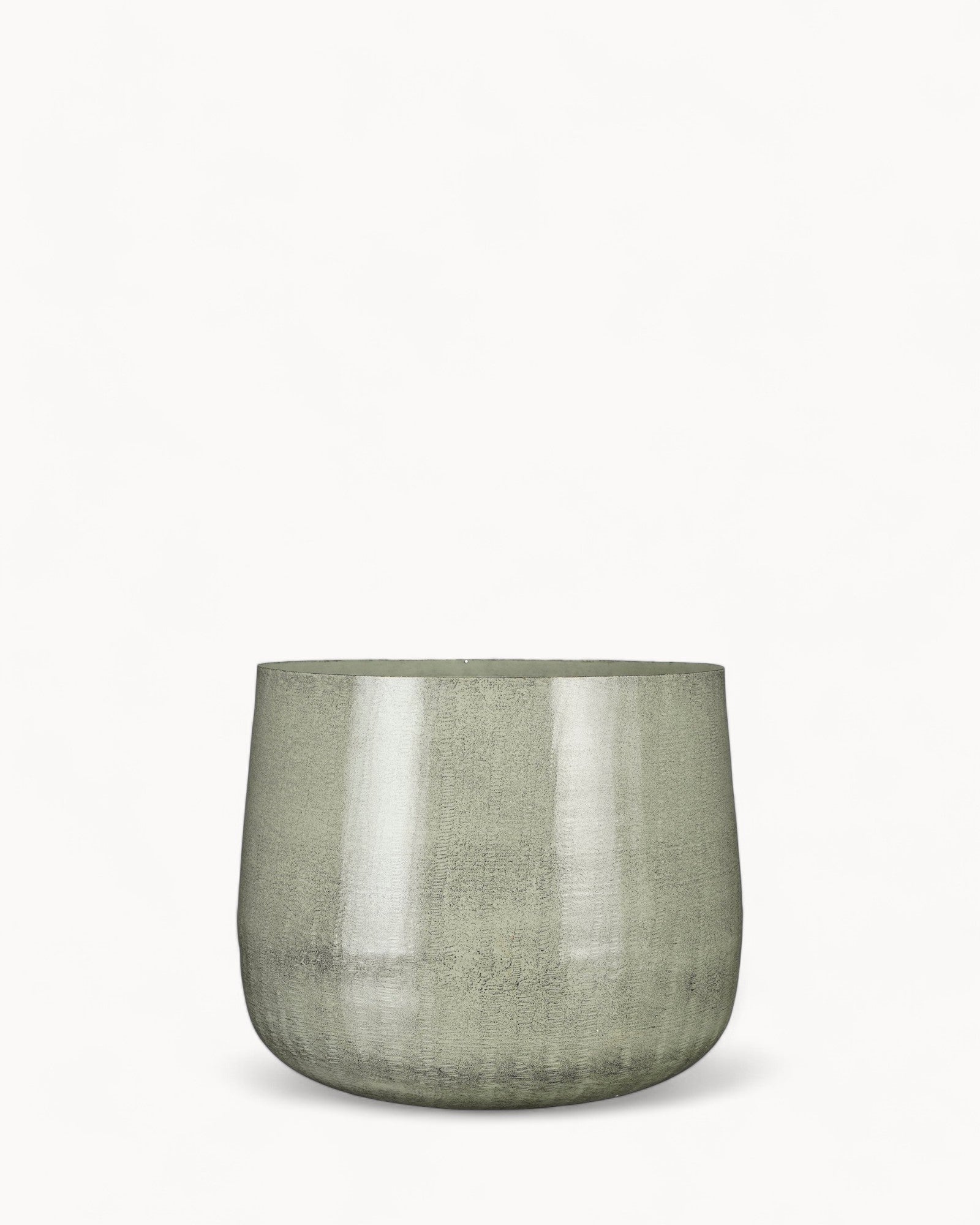 Gran Maceta de Metal Gris Claro - Diseño Industrial Moderno-Plant Pot-Predeterminado-Nisero Deco