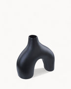 Jarrón Moderno de Porcelana Negra Artesanal para Flores-Vase-Nisero Deco