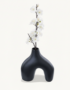 Jarrón Moderno de Porcelana Negra Artesanal para Flores