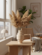 Jarrón de Suelo Beige de Travertino – Diseño Moderno Geométrico