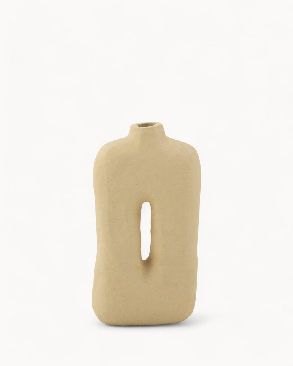 Maceta Cuadrada de Papel Maché en Color Natural-Vase-Beige-Nisero Deco