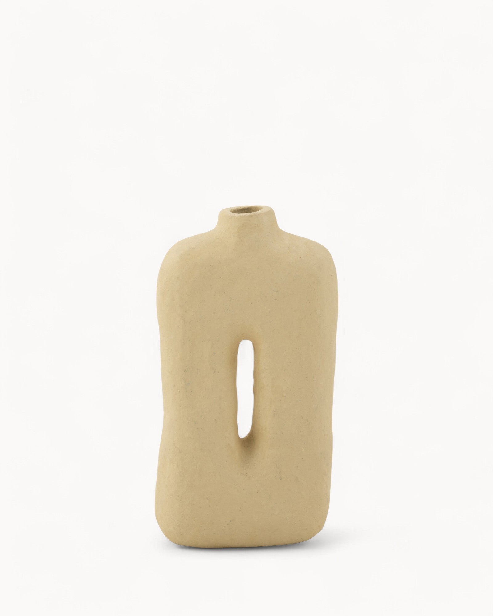 Maceta Cuadrada de Papel Maché en Color Natural-Vase-Beige-Nisero Deco