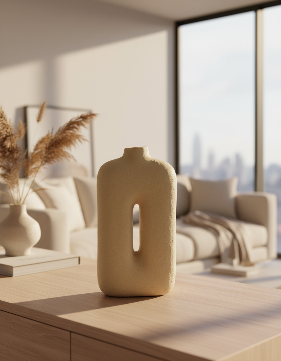 Maceta Cuadrada de Papel Maché en Color Natural