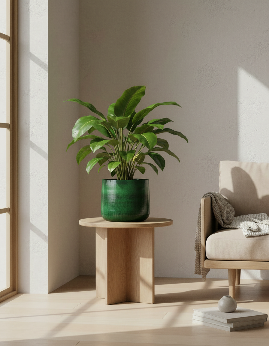 Maceta Industrial de Metal Verde Oscuro