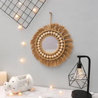 Espejo Boho de Macramé con Perlas – Decoración de Pared