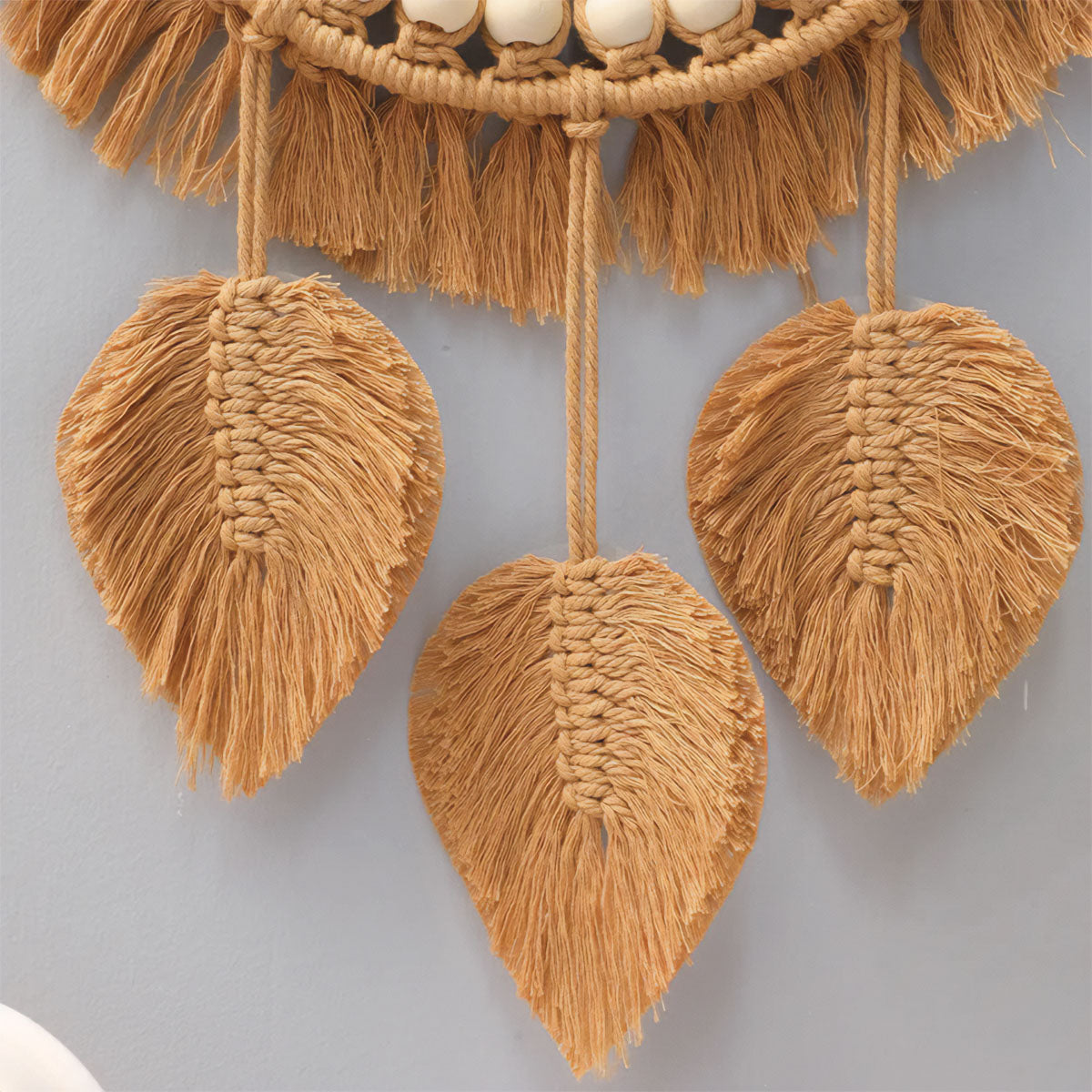 Espejo Boho de Macramé con Perlas – Decoración de Pared