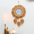 Espejo Boho de Macramé con Perlas – Decoración de Pared