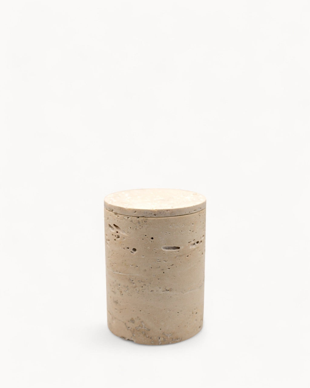 Vela Aromática de Lujo Beige en Travertino Marfil