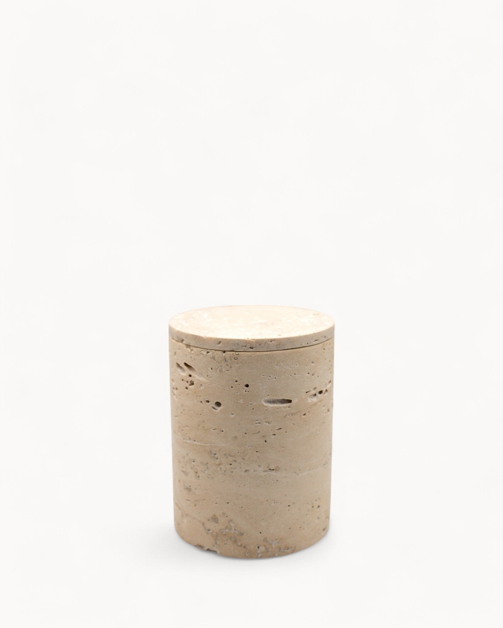 Vela Aromática de Lujo Beige en Travertino Marfil